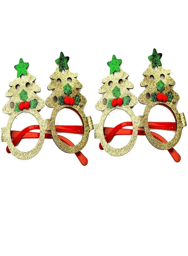 Partunay 2 Pcs Golden GlitterTree Goggles Christmas Costume for Kids Adults Christmas Xmas Party Props Favor Christmas Gift For Kids